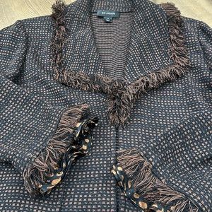 St. John beautifully detailed blazer. Rich black and chocolate.